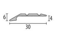 Abschlussprofil 30-4mm selbstklebend mit Zierrillen Aluminium eloxiert silber 270 cm