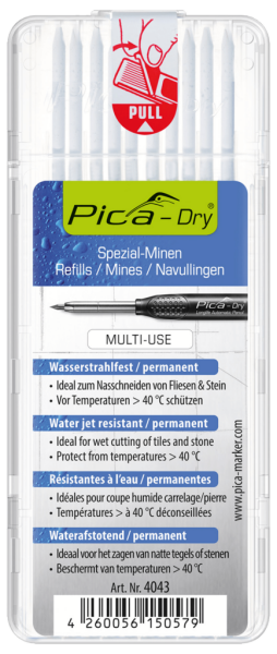 PICA-DRY Ersatzminen weiß 10 Stück/Etui für glatt u.rauh
