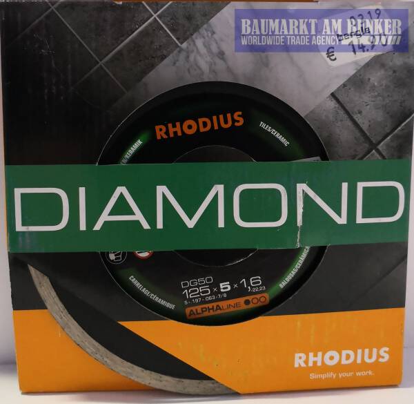Rhodius Diamant Trennscheibe DG 50 125 x 5 x 1,6 x 22,23, für Stein