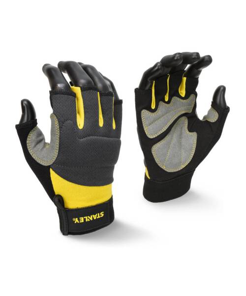 SY104 Stanley Workwear Stanley fingerless performance gloves Grey/Black/Yellow Gr. One Size