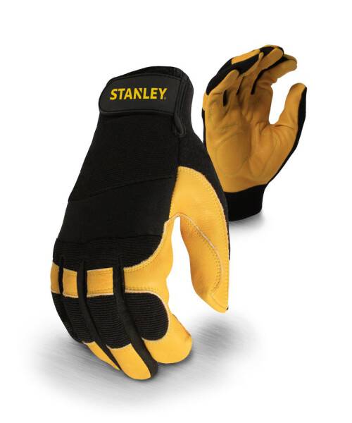 SY108 Stanley Workwear Stanley performance leather hybrid gloves Black/Yellow Gr. One Size
