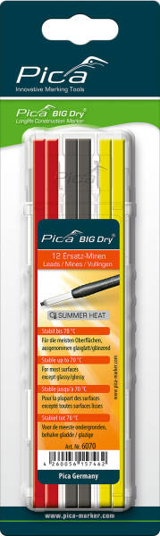 Pica BIG Dry Ersatzminen Set Sommer-Minen Graphit FOR ALL, Rot, Gelb