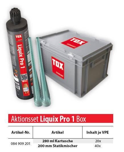 Aktionsset TOX Verbundmörtel Liquix Pro 1 styrolfrei 280 ml in Transportbox