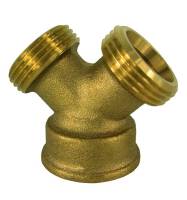 Y Verteilerstück Messing 2 x AG, 1 x IG, 3/4"