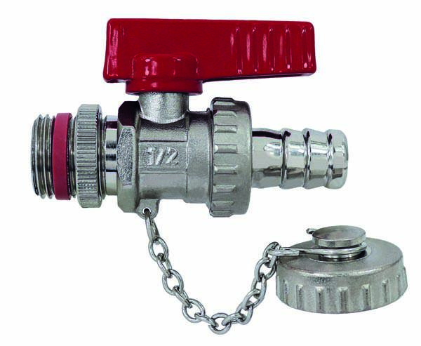 Kugel-KFE-Ventil,vernickelt, Kette, schwerer Griff,SV,selb, 1/2"