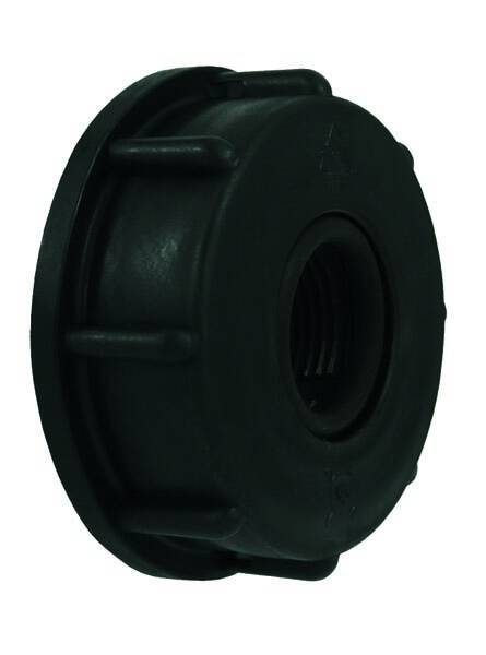 IBC Adapter Fassdeckel schwarz mit IG u. O-Ring, S60x6 x G1/2" HDPE