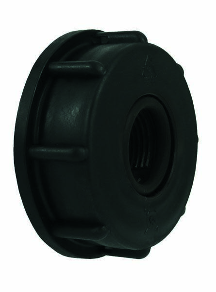IBC Adapter Fassdeckel schwarz mit IG u. O-Ring S60x6 x G1/2" HDPE