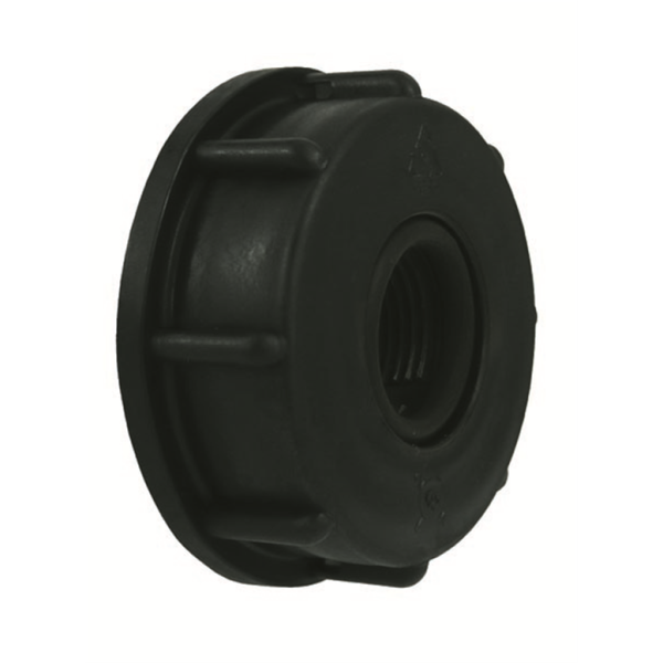 IBC Adapter Fassdeckel schwarz mit IG u. O-Ring S60x6 x G1/2" HDPE
