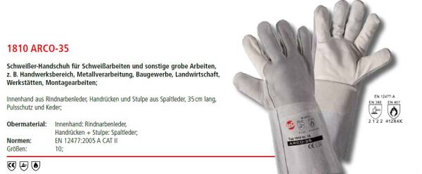 Schweißerhandschuh Arco-35 Gr. 10