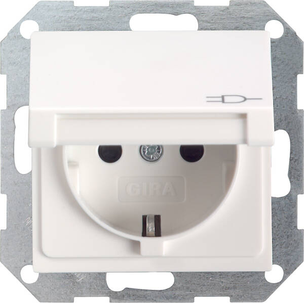 SCHUKO Steckdose 16 A 250 V~ mit Klappdeckel Reinweiß seidenmatt Gira 4454 27