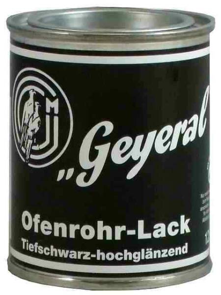 Geyeral Ofenrohr-Lack, hochglänzend, Tiefschwarz, 0,125 l