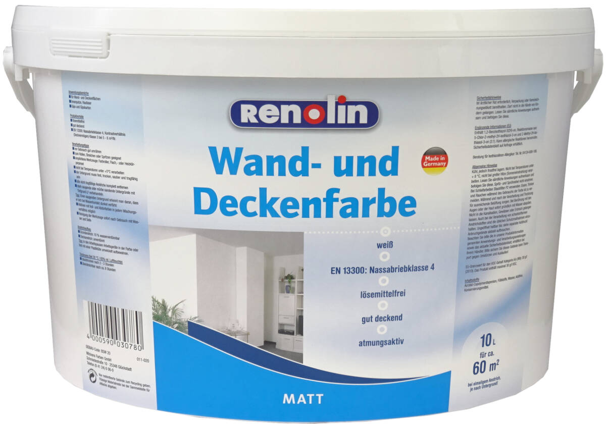 Renolin Wand & Decken Farbe matt 10 l, 12,50 €